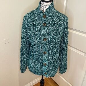 Talbots Size Large Green Sweater with Big Buttons